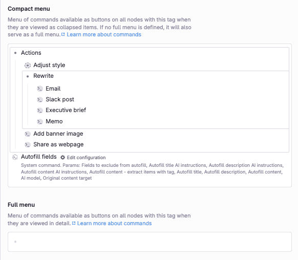 Nested command button menu