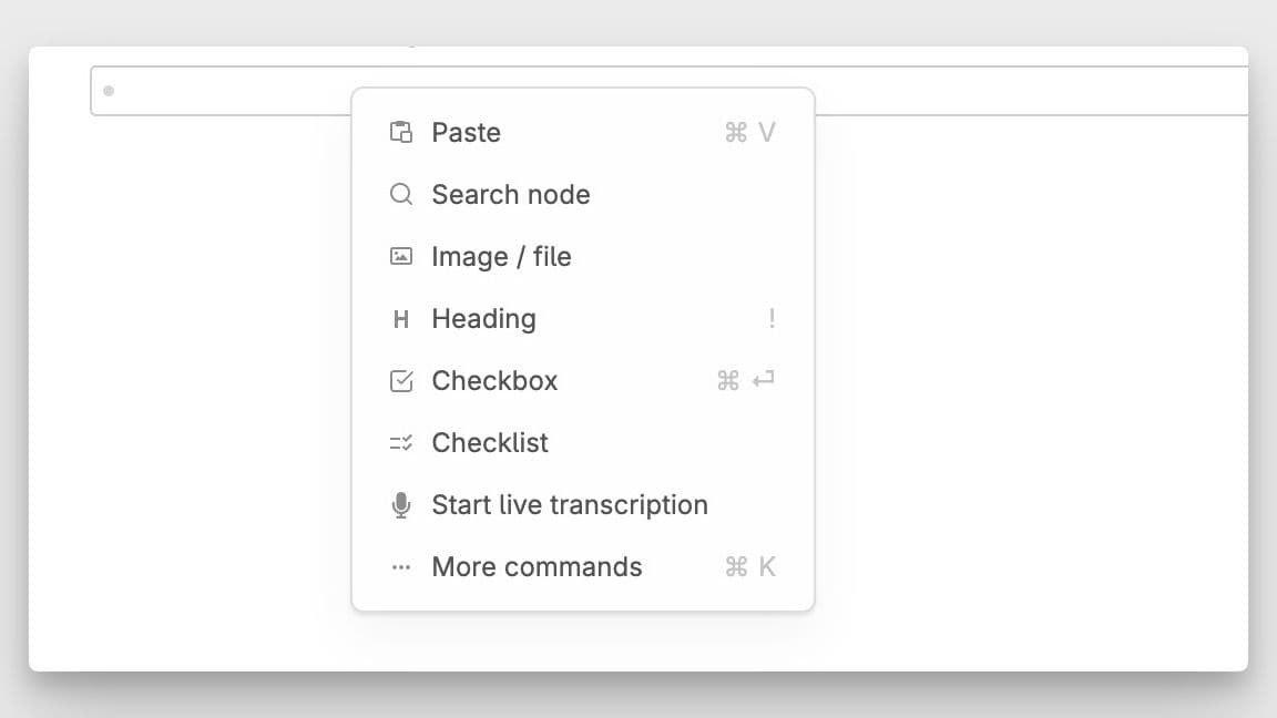 Right-click an empty node to paste something in with mouse, or do Ctrl/Cmd+V with keyboard