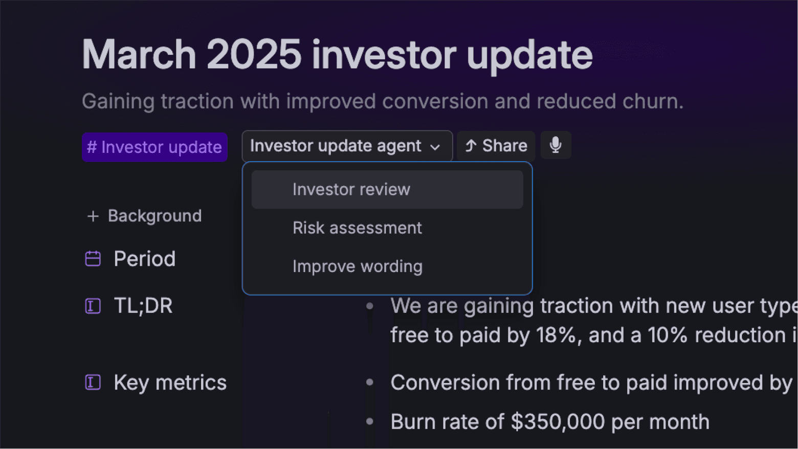 Investor Update Agent