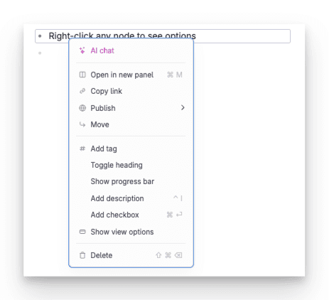 Right-click a node for options
