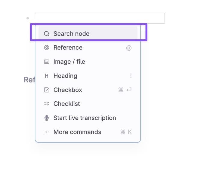 Creating a search node with / menu