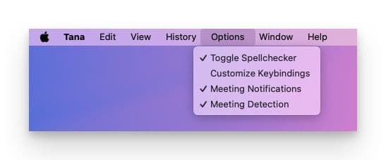 App options for Tana Outliner desktop