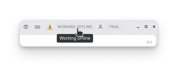 Offline indicator will be shown in top bar of Tana Outliner Desktop