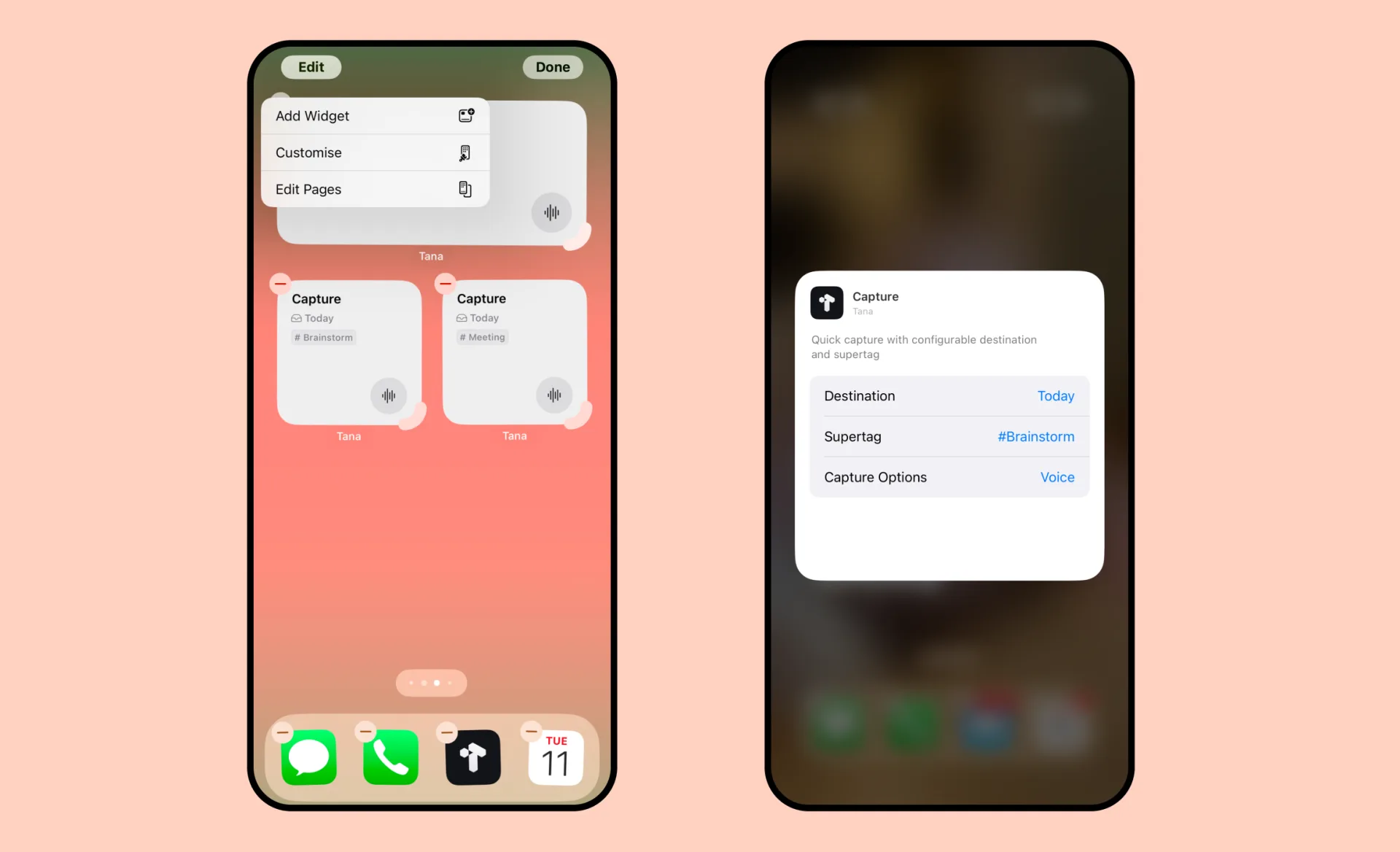 Customizable voice memo supertags driving structured capture from spoken notes