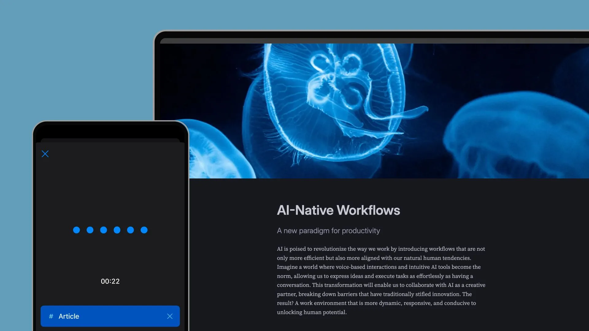Voice memo transformed into a published Tana Publish article in the browser