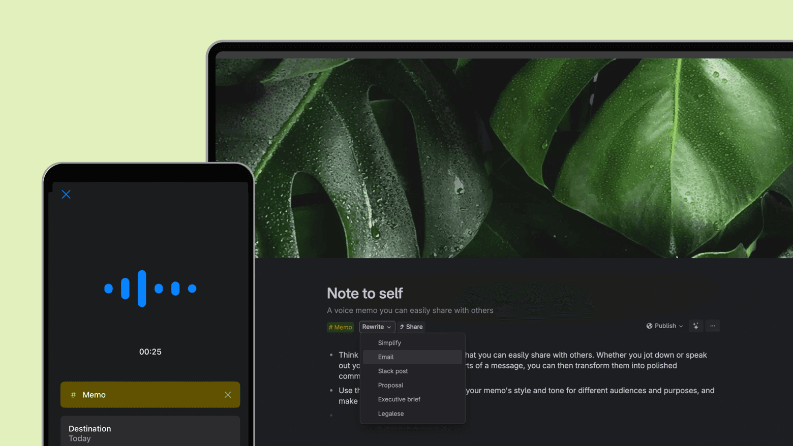 Voice to memo